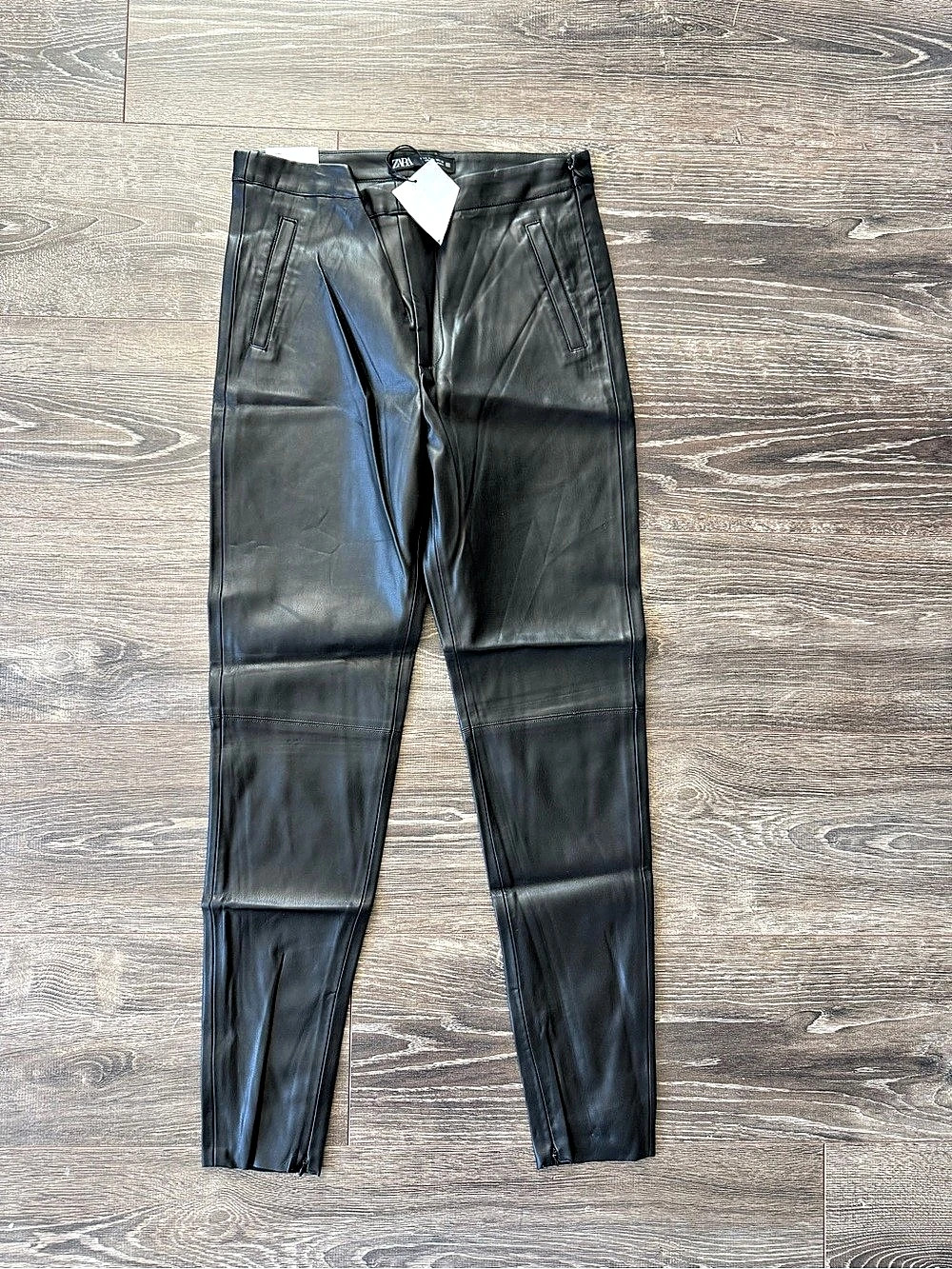 Zara High-Waist Faux Leather Leggings Black Small